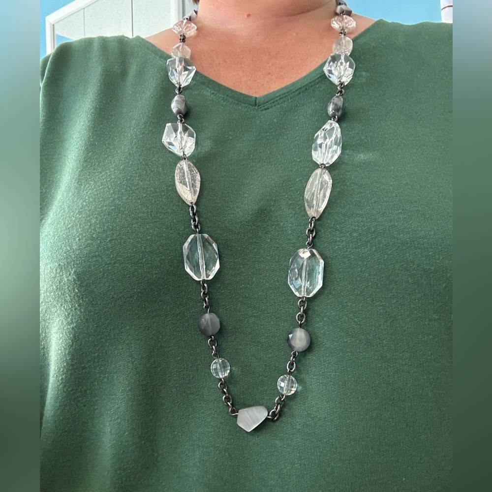 Lia Sophia Black and Clear Necklace